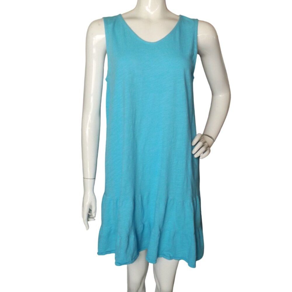 FRESH PRODUCE Mini Dress, M, Blue, Ruffle hem, Short, Tank upper, Jersey Comfort